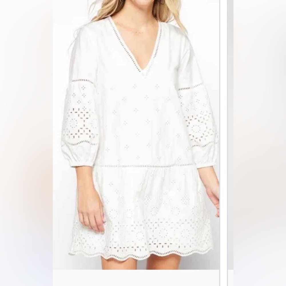 CLUB MONACO Eyelet Mini Dress Size Small - Picture 1 of 15